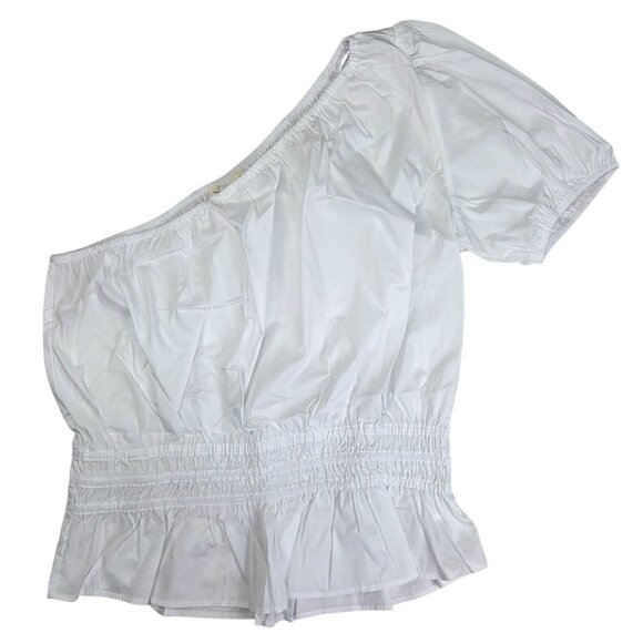 ee:some Smocked Blouse White/Ivory One Shoulder Womens Medium New with Tags - Picture 2 of 10